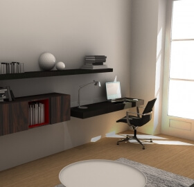 Rendu 3D bureau chambre